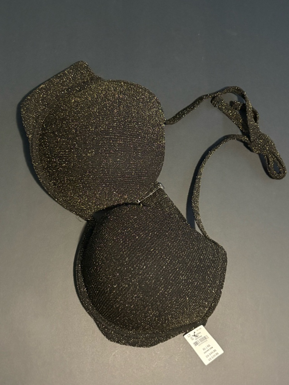 PINK Victoria's Secret Black Glitter Strapless Push-Up Bra